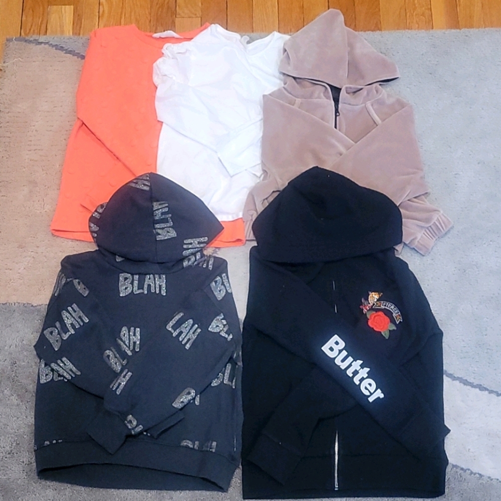 Sweater, Long sleeve shirt, and 3 hoodies
